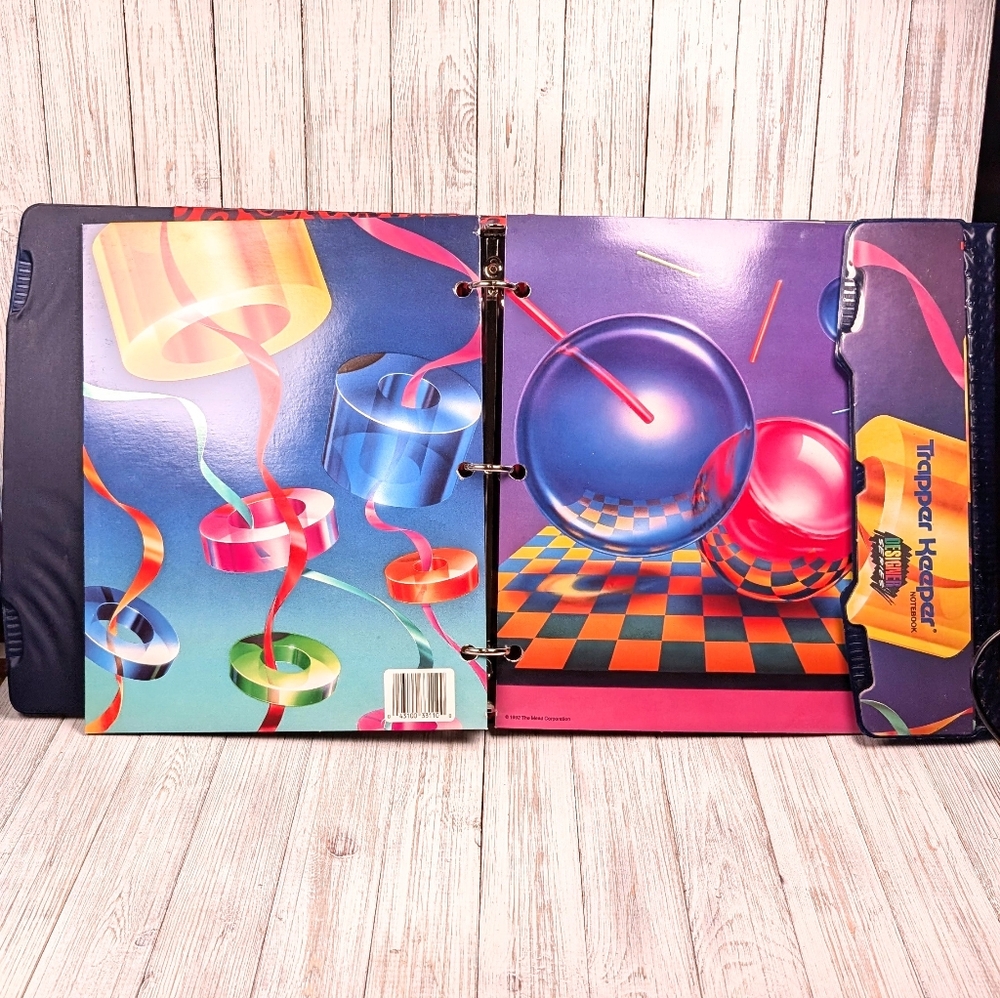 Vintage 1992 90s Trapper Keeper Notebook Binder + Two Folders